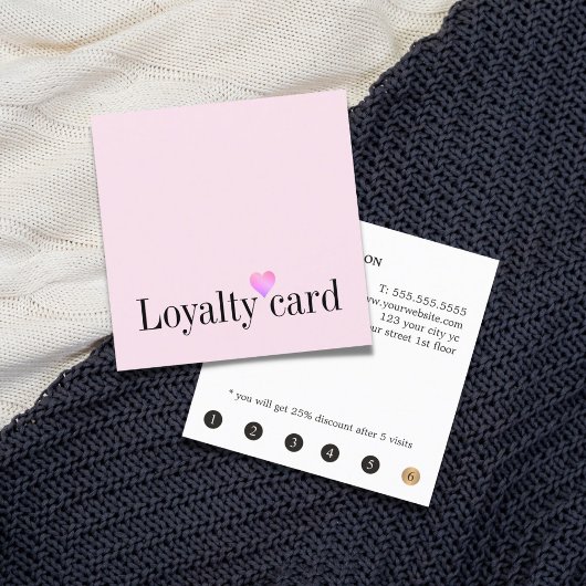 Modern Elegant Wit Roze Hart Schoonheid Loyaliteit Klantenkaartje