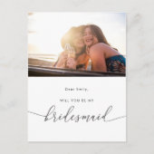 Modern Elegant wordt je mijn bruidsmeisje foto Uitnodiging Briefkaart (Voorkant)