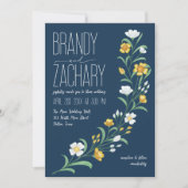 Modern Elegant Yellow Blue Sweeping Floral Wedding Kaart (Voorkant)