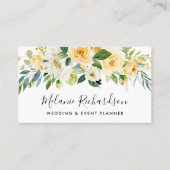 Modern Elegant Yellow Floral Greenery Visitekaartje (Voorkant)