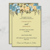 Modern Elegant Yellow Floral Greenery Wedding Kaart (Voorkant / Achterkant)