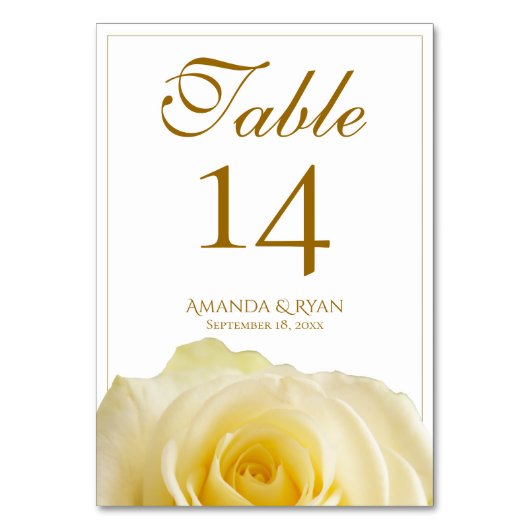 Modern Elegant Yellow Rose Floral Wedding Kaart (Voorkant)