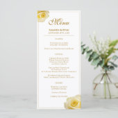 Modern Elegant Yellow Rose Floral Wedding Menu (Staand voorkant)
