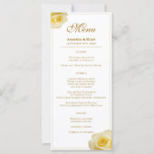 Modern Elegant Yellow Rose Floral Wedding Menu (Voorkant)