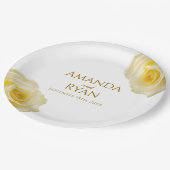 Modern Elegant Yellow Rose Floral Wedding Papieren Bordje (Gekanteld)