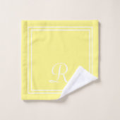 Modern Elegant Yellow & White Monogram Bad Handdoek (Wasdoekje)