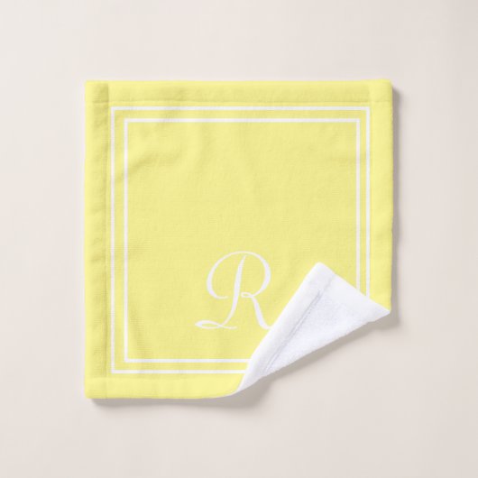 Modern Elegant Yellow & White Monogram Bad Handdoek (Wasdoekje)
