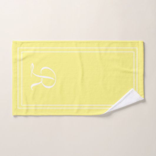 Modern Elegant Yellow & White Monogram Bad Handdoek (Handdoek)