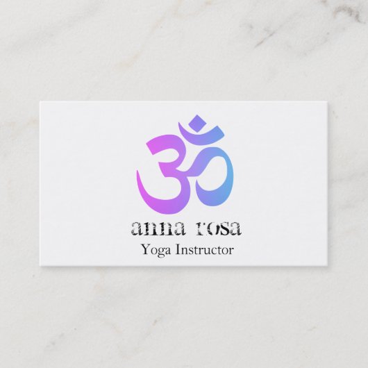 *~* Modern Elegant Yoga Instructor Om Aum Symbol Visitekaartje (Voorkant)