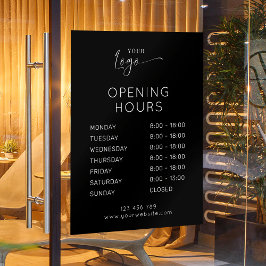 Modern Elegant Zakelijk Logo Zwart Openingstijden Raamsticker