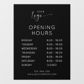 Modern Elegant Zakelijk Logo Zwarte Openingsuren Raamsticker (Vel)