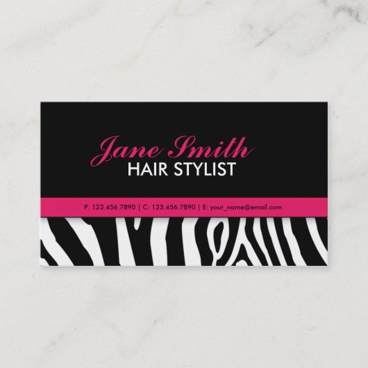 Modern elegant zebra Print Professional stijlvol Visitekaartje (Voorkant)