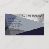 Modern Elegant Zilver Dusty Navy Blauw Geometrisch Visitekaartje (Achterkant)