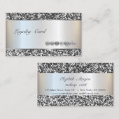 Modern Elegant, zilver Glitter Striped Loyalty Kaa (Voorkant / Achterkant)