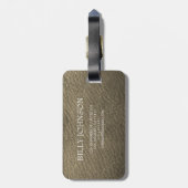 Modern Elegant Zilver Metallic monogrammed Naam L Bagagelabel (Achterkant verticaal)