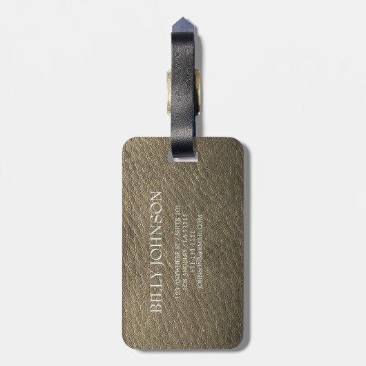 Modern Elegant Zilver Metallic monogrammed Naam L Bagagelabel (Achterkant verticaal)