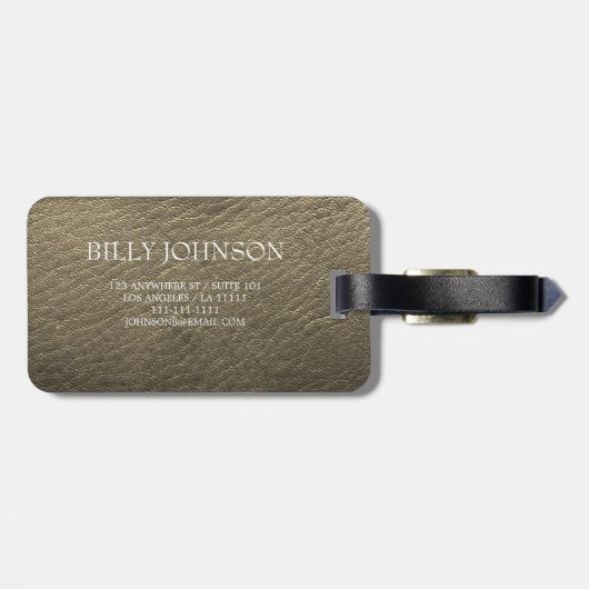 Modern Elegant Zilver Metallic monogrammed Naam L Bagagelabel (Achterkant horizontaal)