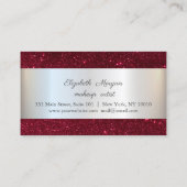 Modern Elegant, zilver, rood glitter Klantenkaartje (Achterkant)
