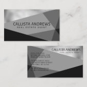 Modern Elegant Zilver Zwart Grijs Geometrisch Visitekaartje (Voorkant / Achterkant)