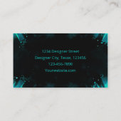 Modern  Elegant Zwart Blauwgroen Waterverf Visitekaartje (Achterkant)