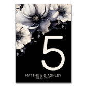 Modern Elegant Zwart Bloemen Bruiloft Kaart (Voorkant)