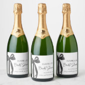 Modern Elegant Zwart Bow Ribbon Vrijgezellenfeest Sparkling Wijnetiket (Flessen)