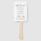 Modern Elegant Zwart Calligrafie Huwelijksprogramm Handwaaier (Voorkant)
