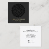 Modern Elegant Zwart Cirkel Motief Interieur Ontwe Vierkante Visitekaartje (Voorkant / Achterkant)
