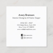 Modern Elegant Zwart Cirkel Motief Interieur Ontwe Vierkante Visitekaartje (Achterkant)