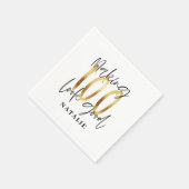 Modern elegant zwart en goud 100e verjaardagsfeest servet (Hoek)