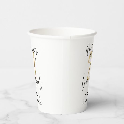 Modern elegant zwart en goud 21ste verjaardagsfees papieren bekers (Rechts)