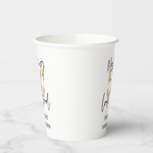 Modern elegant zwart en goud 50ste verjaardagsfees papieren bekers (Links)