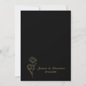 Modern Elegant zwart en goud Bloemen bruiloft Kaart (Achterkant)