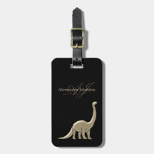 Modern Elegant Zwart en Goud Dinosaur Monogram