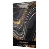 Modern Elegant Zwart en Goud Gemarmerd Klembord (Links)