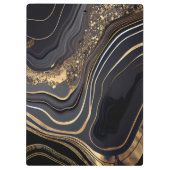 Modern Elegant Zwart en Goud Gemarmerd Klembord (Achterkant)