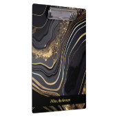 Modern Elegant Zwart en Goud Gemarmerd Klembord (Rechts)