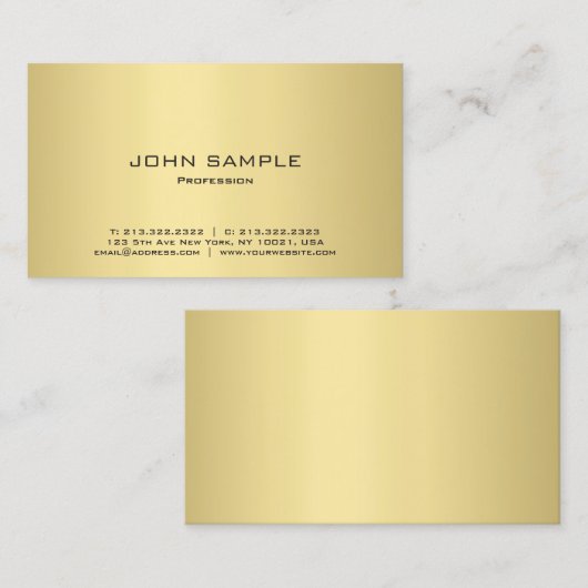 Modern Elegant Zwart en Goud Gewoon Professioneel Visitekaartje (Voorkant / Achterkant)