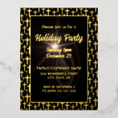 Modern Elegant Zwart en Goud Kruist Script Font Folie Uitnodiging Briefkaart (Voorkant)