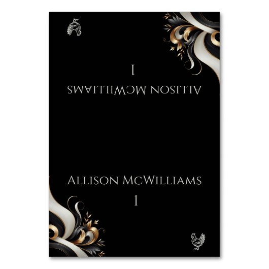 Modern Elegant Zwart en Goud Pluimvee Kaart (Voorkant)