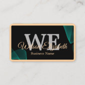 Modern elegant zwart en goud QR-code met monogram Visitekaartje (Voorkant)