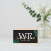Modern elegant zwart en goud QR-code met monogram Visitekaartje (Staand voorkant)