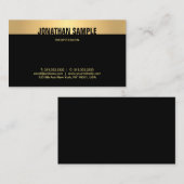 Modern Elegant Zwart en Goud Verfijnd Vlak Visitekaartje (Voorkant / Achterkant)
