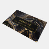 Modern elegant zwart en goud welkom deurmat (Schuin)