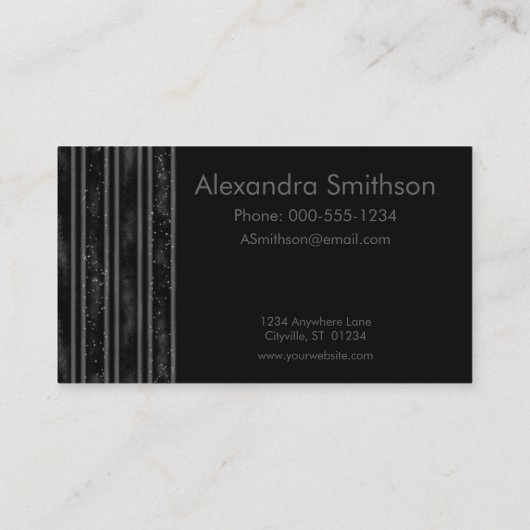 Modern Elegant zwart en grijs gestreept Visitekaartje (Achterkant)