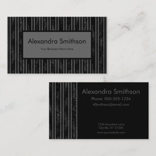 Modern Elegant zwart en grijs gestreept Visitekaartje (Voorkant / Achterkant)