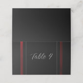 Modern Elegant Zwart en Rood Plaatskaartje (Buitenkant ongevouwen)