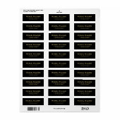 Modern elegant zwart Faux Gold Return-adres Etiket (Full Sheet)