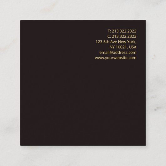 Modern Elegant Zwart Fluweel Custom Professioneel Vierkante Visitekaartje (Achterkant)