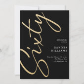 Modern Elegant Zwart Goud 60e Verjaardag Kaart (Voorkant)